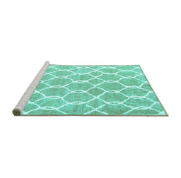 Sideview of Machine Washable Trellis Turquoise Modern Area Rugs, wshcon2984turq