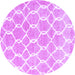 Round Machine Washable Trellis Purple Modern Area Rugs, wshcon2984pur