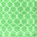 Square Machine Washable Trellis Emerald Green Modern Area Rugs, wshcon2984emgrn