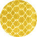 Round Machine Washable Trellis Yellow Modern Rug, wshcon2984yw