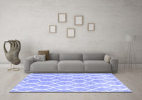 Machine Washable Trellis Blue Modern Rug, wshcon2984blu