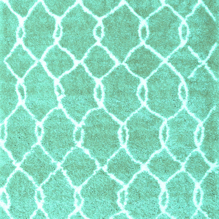 Machine Washable Trellis Turquoise Modern Area Rugs, wshcon2984turq
