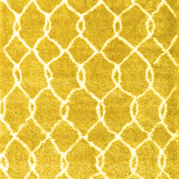 Machine Washable Trellis Yellow Modern Rug, wshcon2984yw