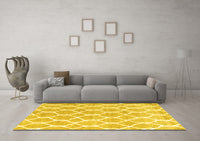 Machine Washable Trellis Yellow Modern Rug, wshcon2984yw