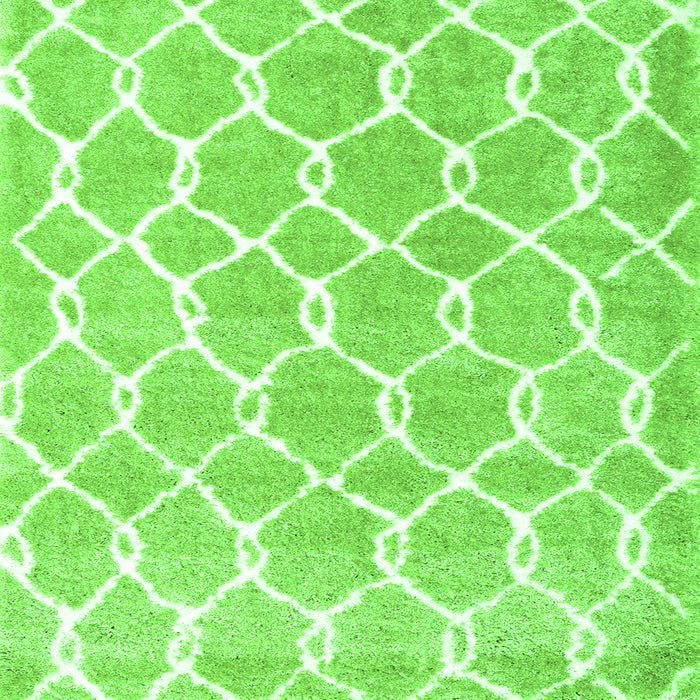 Round Machine Washable Trellis Green Modern Area Rugs, wshcon2984grn