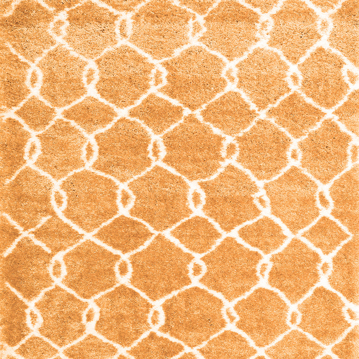 Round Machine Washable Trellis Orange Modern Area Rugs, wshcon2984org
