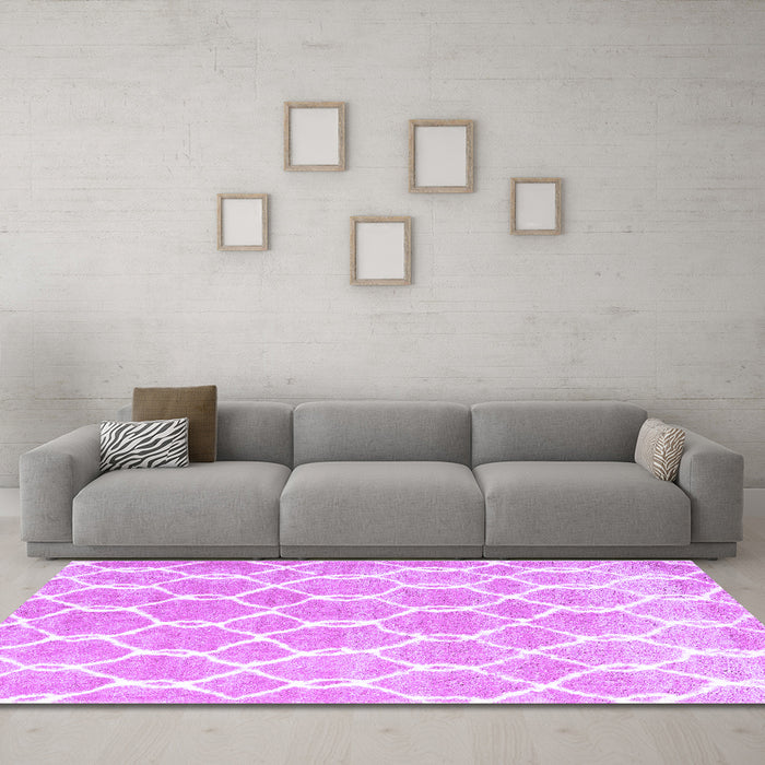 Machine Washable Trellis Purple Modern Area Rugs in a Living Room, wshcon2984pur