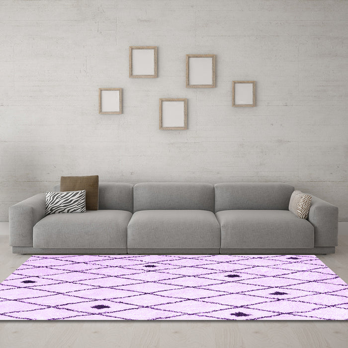 Machine Washable Terrilis Purple Contemporary Area Rugs in a Living Room, wshcon2985pur
