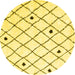 Round Machine Washable Terrilis Yellow Contemporary Rug, wshcon2985yw