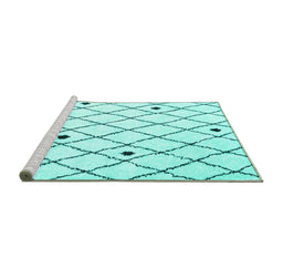 Sideview of Machine Washable Terrilis Turquoise Contemporary Area Rugs, wshcon2985turq