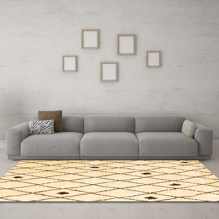 Machine Washable Terrilis Brown Contemporary Rug in a Living Room,, wshcon2985brn