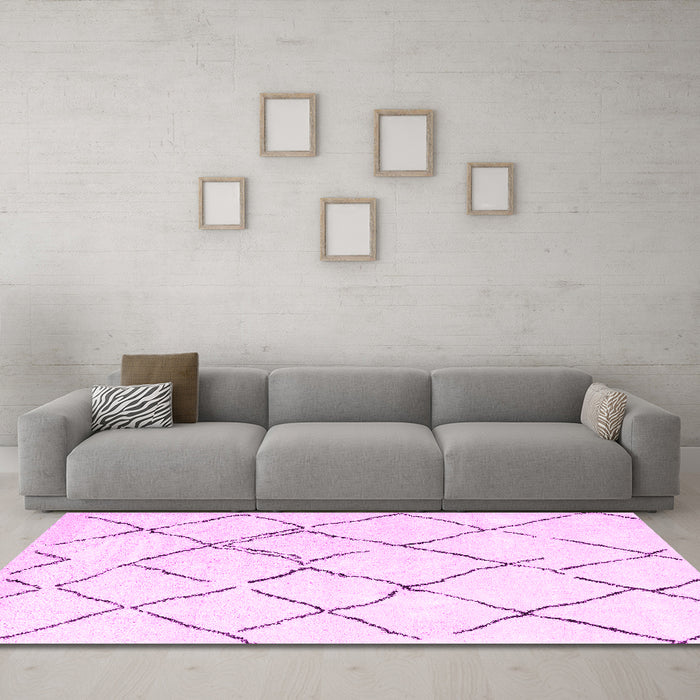 Machine Washable Solid Pink Modern Rug in a Living Room, wshcon2986pnk