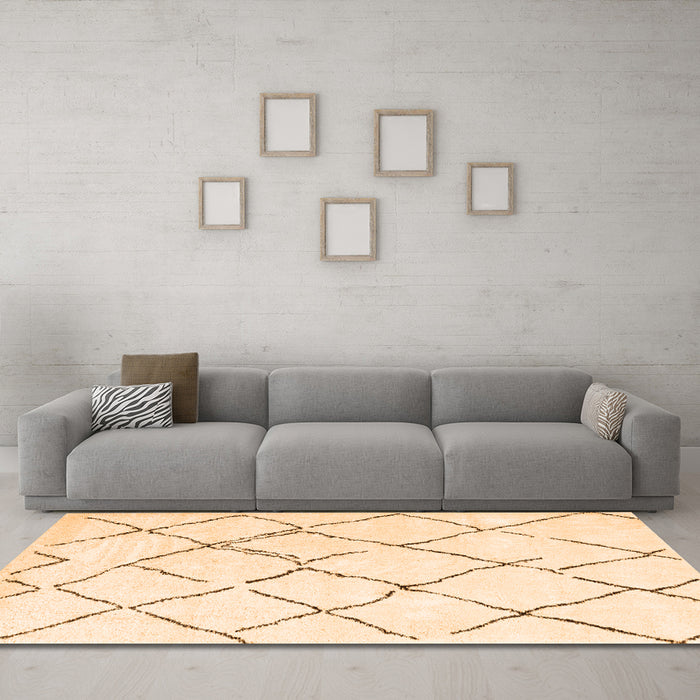 Machine Washable Solid Orange Modern Area Rugs in a Living Room, wshcon2986org
