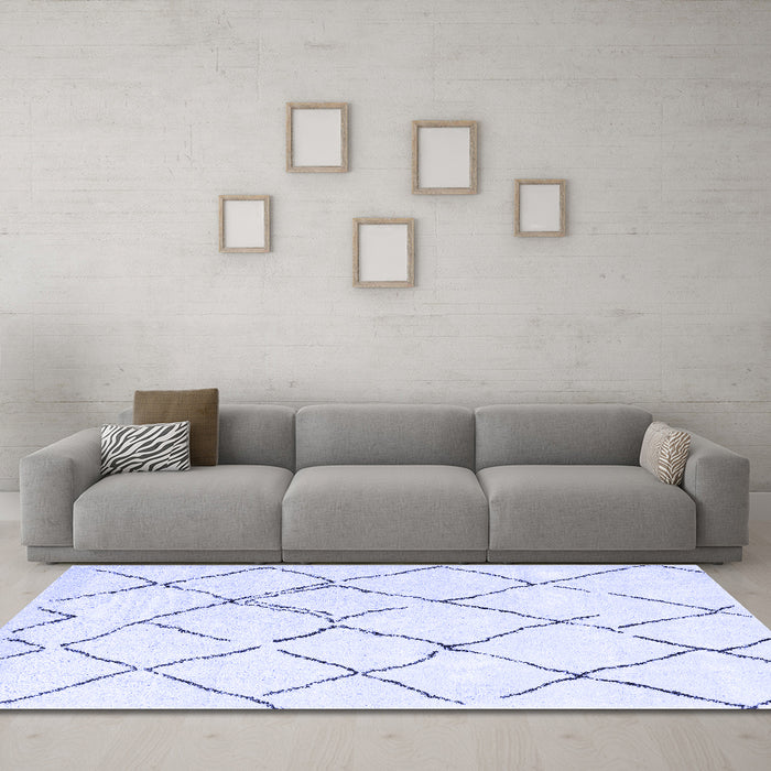 Machine Washable Solid Blue Modern Rug in a Living Room, wshcon2986blu