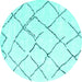 Round Machine Washable Solid Turquoise Modern Area Rugs, wshcon2986turq