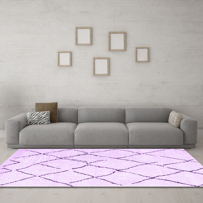 Machine Washable Solid Purple Modern Area Rugs in a Living Room, wshcon2986pur