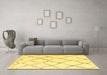 Machine Washable Solid Yellow Modern Rug in a Living Room, wshcon2986yw