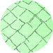 Round Machine Washable Solid Emerald Green Modern Area Rugs, wshcon2986emgrn