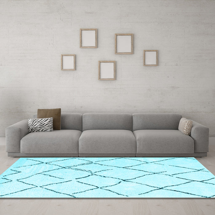 Machine Washable Solid Light Blue Modern Rug in a Living Room, wshcon2986lblu