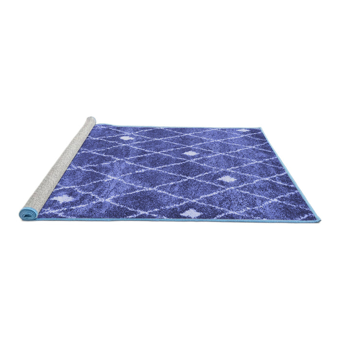 Sideview of Machine Washable Trellis Blue Modern Rug, wshcon2987blu