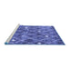 Sideview of Machine Washable Trellis Blue Modern Rug, wshcon2987blu