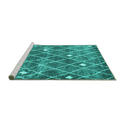Sideview of Machine Washable Trellis Turquoise Modern Area Rugs, wshcon2987turq