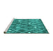 Sideview of Machine Washable Trellis Turquoise Modern Area Rugs, wshcon2987turq