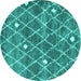 Round Trellis Turquoise Modern Rug, con2987turq