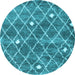 Round Machine Washable Trellis Light Blue Modern Rug, wshcon2987lblu