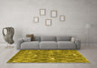 Machine Washable Trellis Yellow Modern Rug in a Living Room, wshcon2987yw