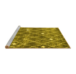 Sideview of Machine Washable Trellis Yellow Modern Rug, wshcon2987yw