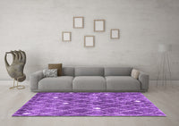 Machine Washable Trellis Purple Modern Rug, wshcon2987pur