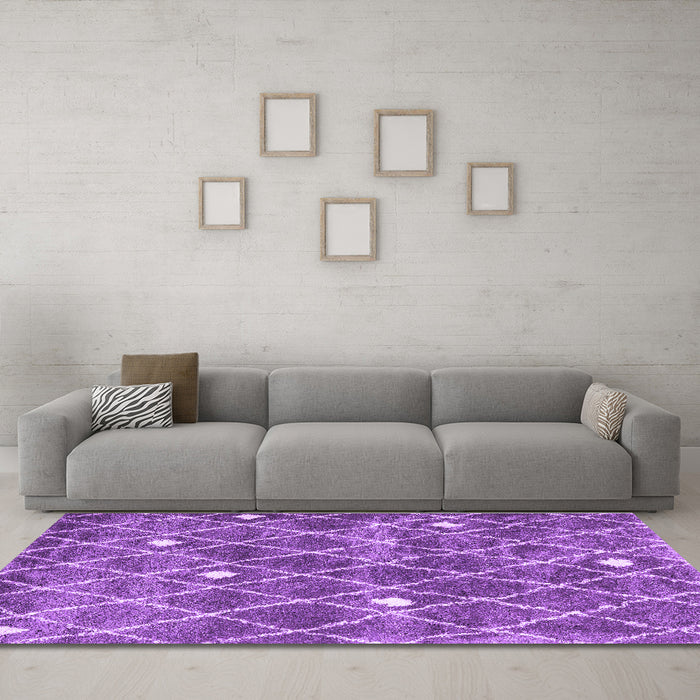 Machine Washable Trellis Purple Modern Area Rugs in a Living Room, wshcon2987pur