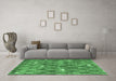 Machine Washable Trellis Emerald Green Modern Area Rugs in a Living Room,, wshcon2987emgrn
