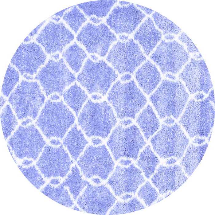 Round Machine Washable Trellis Blue Modern Rug, wshcon2988blu