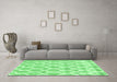 Machine Washable Trellis Emerald Green Modern Area Rugs in a Living Room,, wshcon2988emgrn