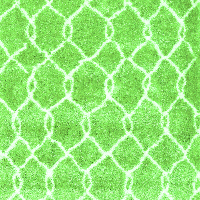 Serging Thickness of Machine Washable Trellis Green Modern Area Rugs, wshcon2988grn