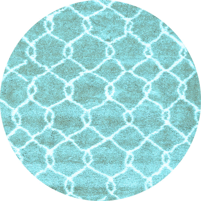 Round Machine Washable Trellis Light Blue Modern Rug, wshcon2988lblu