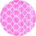 Round Machine Washable Trellis Pink Modern Rug, wshcon2988pnk