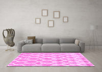 Machine Washable Trellis Pink Modern Rug, wshcon2988pnk