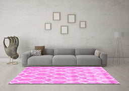 Machine Washable Trellis Pink Modern Rug in a Living Room, wshcon2988pnk