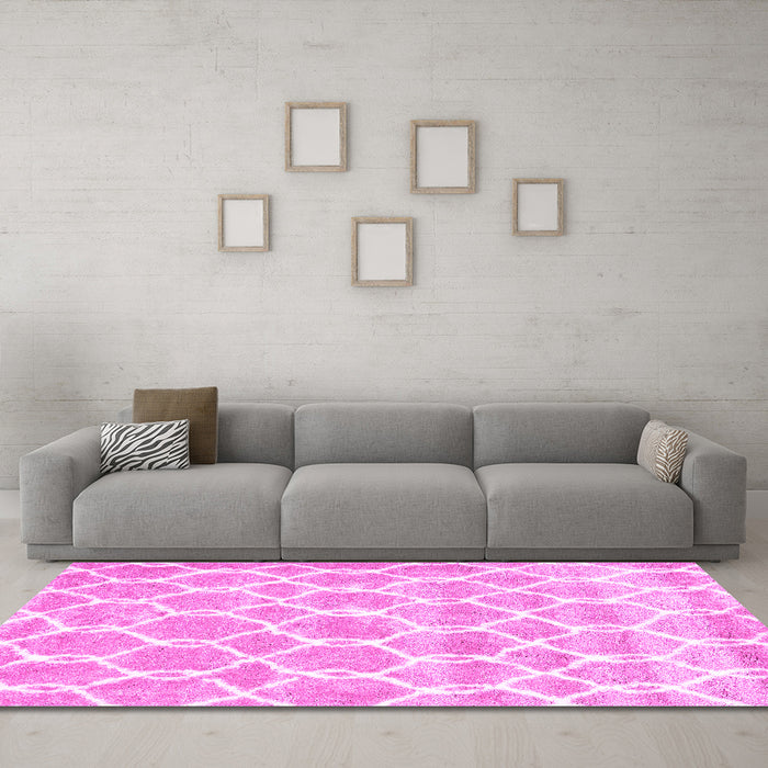 Machine Washable Trellis Pink Modern Rug in a Living Room, wshcon2988pnk