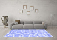 Machine Washable Trellis Blue Modern Rug, wshcon2988blu