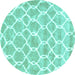 Round Trellis Turquoise Modern Rug, con2988turq