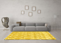 Machine Washable Trellis Yellow Modern Rug, wshcon2988yw