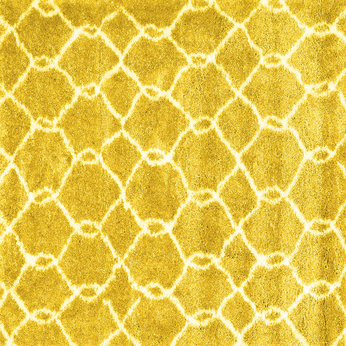 Square Machine Washable Trellis Yellow Modern Rug, wshcon2988yw