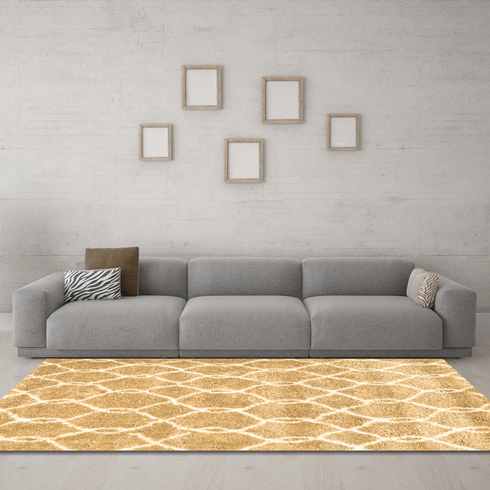 Machine Washable Trellis Brown Modern Rug in a Living Room,, wshcon2988brn