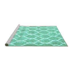 Sideview of Machine Washable Trellis Turquoise Modern Area Rugs, wshcon2988turq