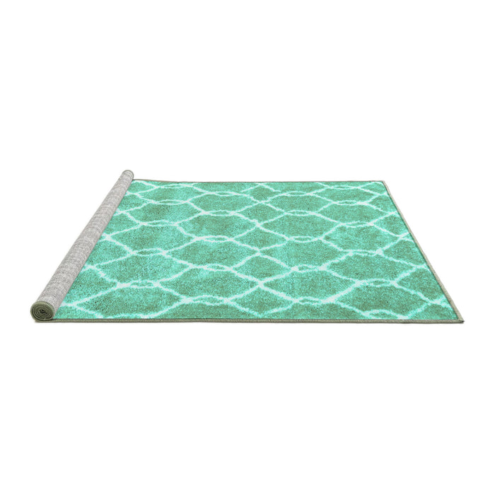 Sideview of Machine Washable Trellis Turquoise Modern Area Rugs, wshcon2988turq