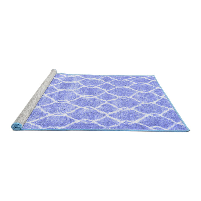 Sideview of Machine Washable Trellis Blue Modern Rug, wshcon2988blu